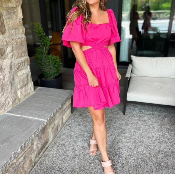 Coco The Shop Dresses & Skirts - Coco The Shop Pink Square-Neck Cut Out Dress | Medium | New Without Tag